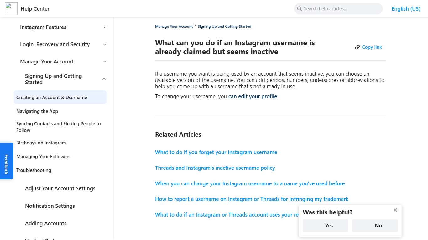 What can you do if an Instagram username is already claimed but seems inactive | Instagram Help Center
